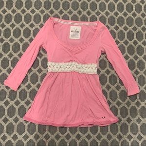 y2k hollister babydoll pink 3/4 sleeve shirt